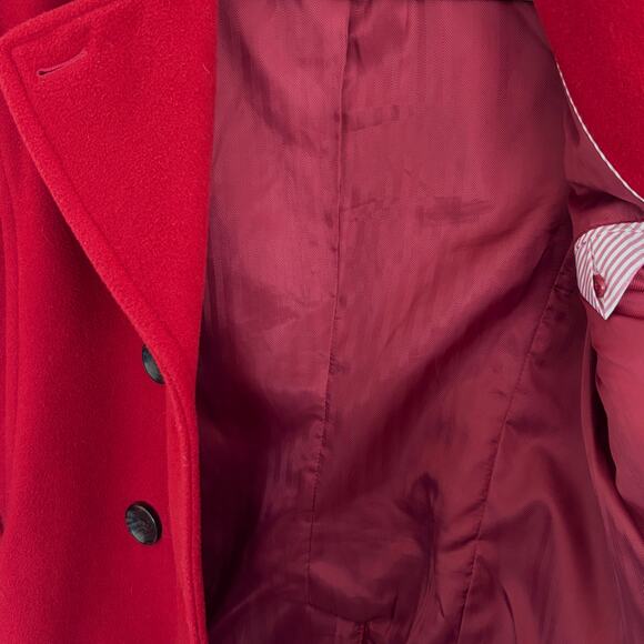 Lands’ End Woman’s 100 % Wool Red Double Breasted Pea Coat Preppy Coat Size 8 - Picture 7 of 11